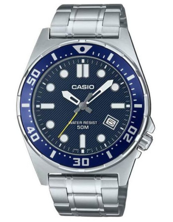 Casio – Montre classique au fond noir et index chiffres arabes blancs pour hommes – Bracelet en acier inoxydable argenté – MTP-V001D-1B Casio – Montre classique au fond noir et index chiffres arabes blancs pour hommes – Bracelet en acier inoxydable argenté – MTP-V001D-1B