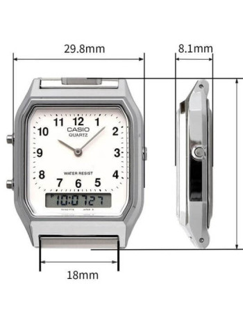 Casio – Montre fond couleur saumon – Double montre numérique/analogique – Bracelet en acier inoxydable – AQ-230A-4AMQY Casio – Montre fond couleur saumon – Double montre numérique/analogique – Bracelet en acier inoxydable – AQ-230A-4AMQY
