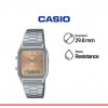 Casio – Montre fond couleur saumon – Double montre numérique/analogique – Bracelet en acier inoxydable – AQ-230A-4AMQY