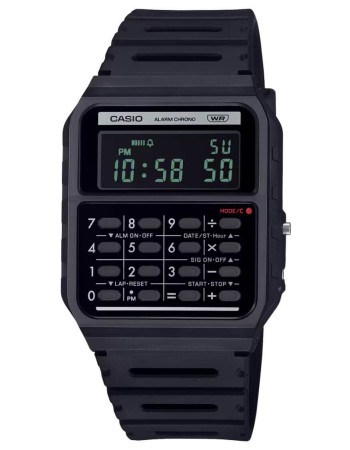 Casio – Bracelet en résine Bio de couleur Noir – Style rétro Vintage avec mini-calculatrice révolutionnaire – CA-53WB-1B