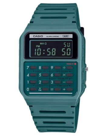 Casio – Style rétro Vintage avec mini-calculatrice révolutionnaire – Bracelet en résine Bio de couleur turquoise foncé – CA-53WB-3B