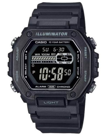 Casio – Montre sport noir avec lunette métallique et étanche 100 m – Bracelet en résine noir – MWD-110HB-1BV