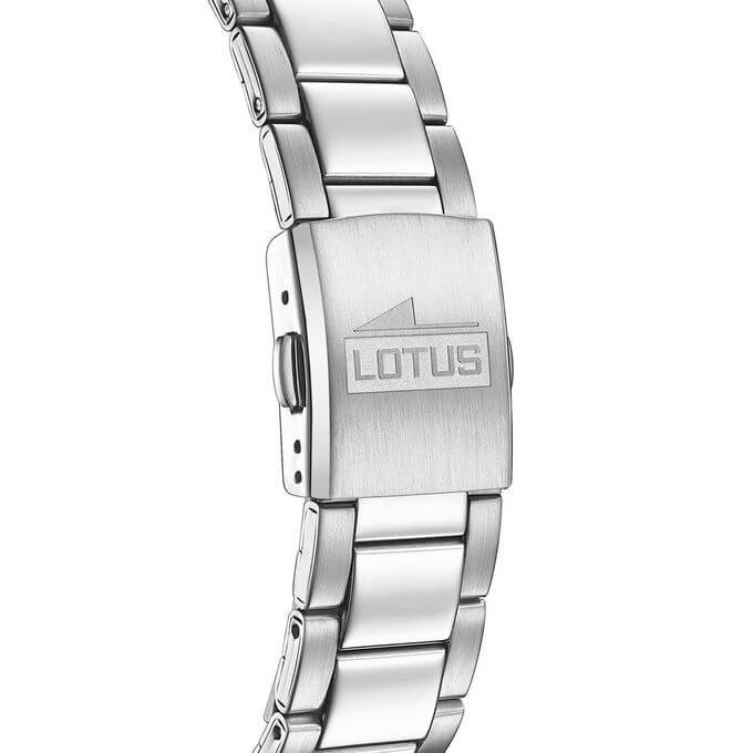 Lotus – Montre chronographe au fond bleu et étanche 50 m – Tout en acier inoxydable – 18989/2