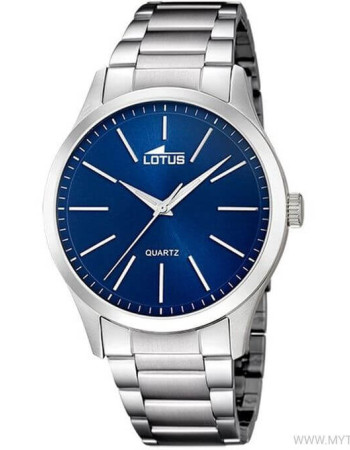 Lotus – Modèle classique en fond bleu pour hommes – Bracelet en acier inoxydable – Étanche – 15959/A
