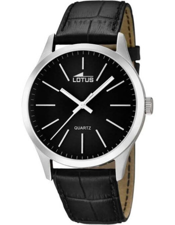 Lotus – Montre classique cadran noir en bracelet cuir noir pour hommes – Diamètre 42 mm – 15961/3