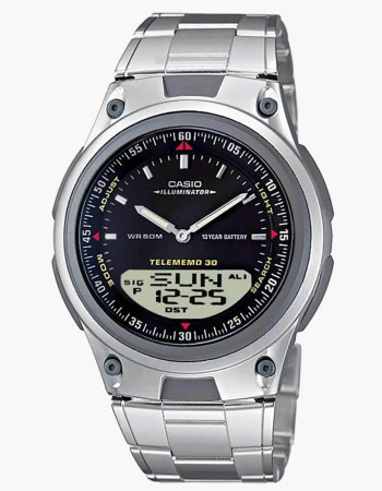 Casio – Double montre en bracelet acier inoxydable pour hommes – Autonomie pile 10 ans – AW-80D-1AV