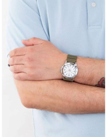 Casio – Montre en bracelet résine vert – Étanche – Argentée cadran blanc – MTP-VD300-3B Casio – Montre en bracelet résine vert – Étanche – Argentée cadran blanc – MTP-VD300-3B