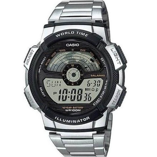 Casio – Montre digital pour hommes – Étanche 100 m – Bracelet en acier inoxydable – AE-1100WD-1AVDF