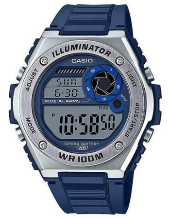 Casio – Bracelet en résine bleu & Autonomie de batterie de 10 ans – Étanchéité 100 mètres – MWD-100H-2AV