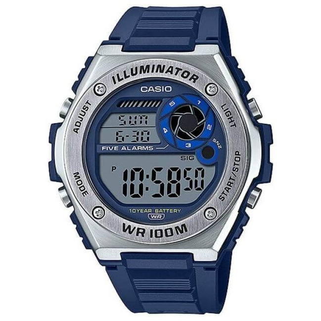 Casio – Bracelet en résine bleu & Autonomie de batterie de 10 ans – Étanchéité 100 mètres – MWD-100H-2AV