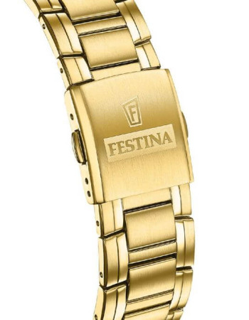 Festina – Montre dorée avec fond vert pour hommes – Étanche 100 m – Diamètre boîtier 45 mm – F20705/6
