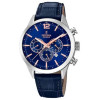 Festina – Montre chronographe bleu en bracelet cuir bleu – Index bronze – Étanche 50 m – F20542/4