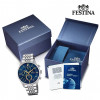 Festina – Montre chronographe bleu en bracelet cuir bleu – Index bronze – Étanche 50 m – F20542/4
