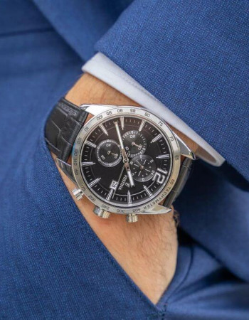 Festina – Pour hommes en bracelet cuir noir – Chronographe – Avec dateur et bracelet cuir noir – F16760/4