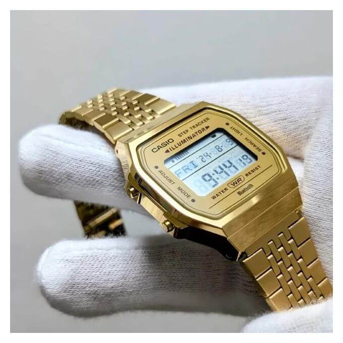 Casio – Dorée avec Bluetooth® pour connecter au smartphone – Vintage Collection – Bracelet inoxydable – ABL-100WEG-9A