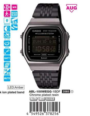 Casio – Bluetooth® pour connecter au smartphone – Vintage Collection – Noir en bracelet inoxydable – ABL-100WEGG-1B