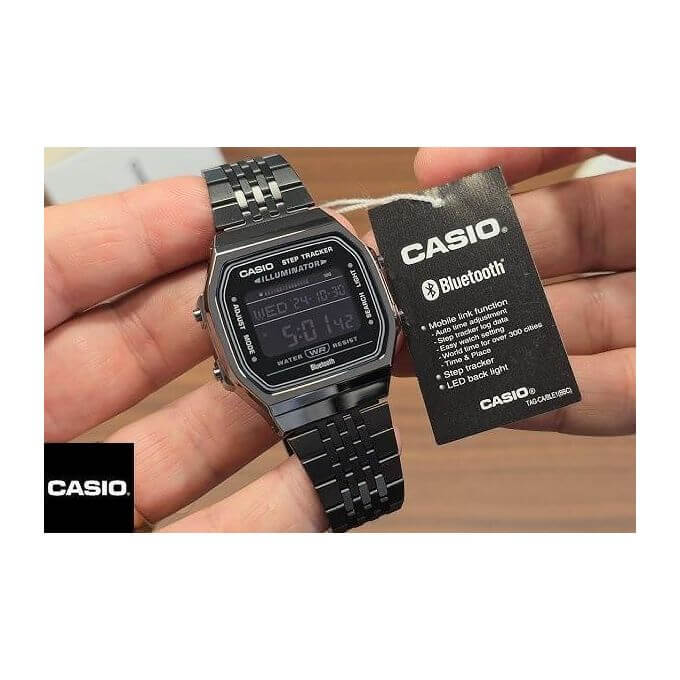 Casio – Bluetooth® pour connecter au smartphone – Vintage Collection – Noir en bracelet inoxydable – ABL-100WEGG-1B