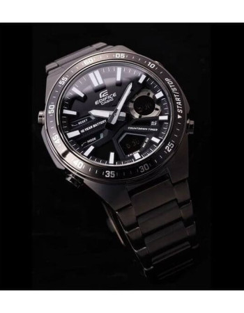 Casio – Montre noire en acier inoxydable – Double montre avec autonomie de 10 ans – Résistant à l’eau à 10 bar – EFV-C110DC-1A Casio – Montre noire en acier inoxydable – Double montre avec autonomie de 10 ans – Résistant à l’eau à 10 bar – EFV-C110DC-1A