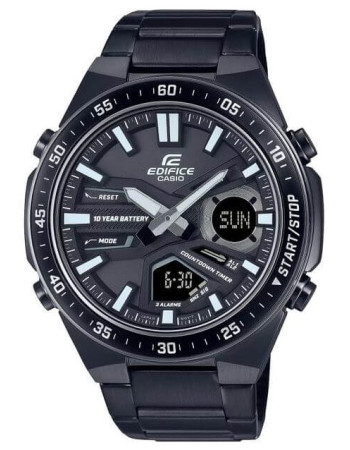 Casio – Montre noire en acier inoxydable – Double montre avec autonomie de 10 ans – Résistant à l’eau à 10 bar – EFV-C110DC-1A Casio – Montre noire en acier inoxydable – Double montre avec autonomie de 10 ans – Résistant à l’eau à 10 bar – EFV-C110DC-1A