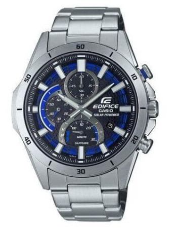 Casio – Chronomètre & extra plate – sportif et solaire – Verre saphir anti-rayures – tout en acier inoxydable – EFS-S610D-1AV