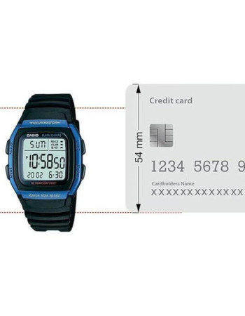 Casio – Boîtier bleu – Autonomie de la pile : 10 ans – 5 Alarmes – Digitale – W-96H-2AV