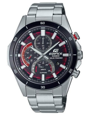 Casio – Ultra-mince, sportif et solaire – Cristal de saphir résistant aux rayures – Tout en acier inoxydable – EFS-S610DB-1AV