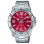 Casio – Fond rouge cramoisi avec dateur pour hommes – Tout en acier inoxydable – MTP-VD01D-4BV