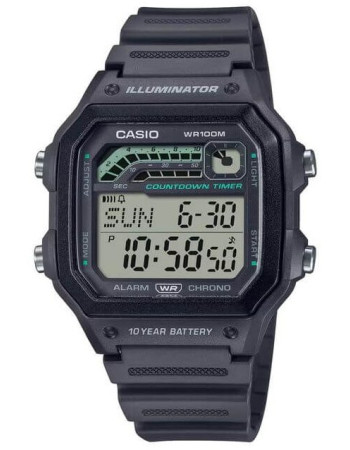 Casio – Autonomie batterie 10 ans – Résistance à l’eau jusqu’à 100 mètres, Chronographe – WS-1600H-8AV