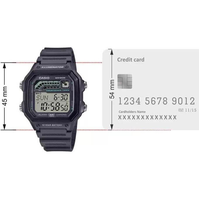 Casio – Autonomie batterie 10 ans – Résistance à l’eau jusqu’à 100 mètres, Chronographe – WS-1600H-8AV