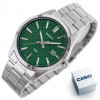 Casio – Argenté fond vert avec dateur – Bracelet en acier inoxydable – MTP-VD03D-3A1UDF