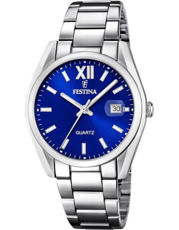 Festina – Montre pour homme cadran bleu – Verre minéral doté d’une loupe sur dateur – Étanchéité 50 m – F20683/4