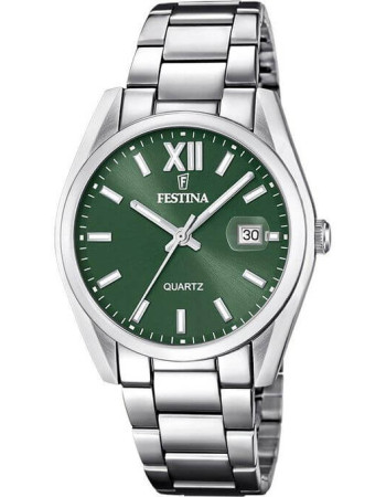 Festina – Fond vert pour hommes – Tout en acier inoxydable – Avec dateur – F20683/5