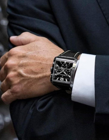 Festina – Modèle carré noir pour hommes – Bracelet cuir noir – Chronographe – F20636/4