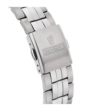 Festina – Classique & élégante, Cadran noir avec dateur en petites secondes, Tout en acier inox – F16822/4