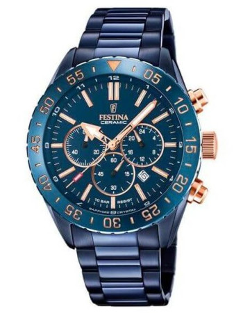 Festina – La douceur à votre poignet, Boîtier bleu en céramique – Étanche 100 m – F20576/1