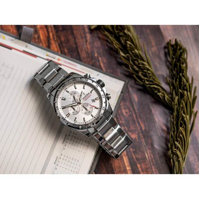 Festina – TIMELESS CHRONOGRAPH – Diamètre boîtier 45,05 mm – WR 100 m, Tout en acier inoxydable – F20463/1