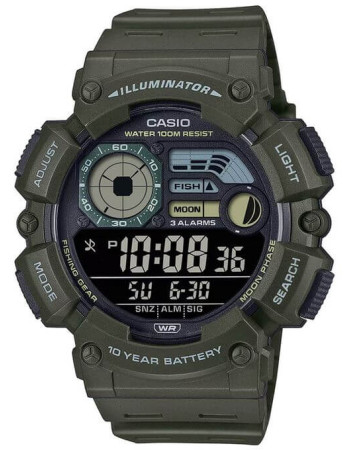 Casio – Montre numérique verte multifonction au design généreux et facile, Étanche 100 m – WS-1500H-3BV Casio – Montre numérique verte multifonction au design généreux et facile, Étanche 100 m – WS-1500H-3BV