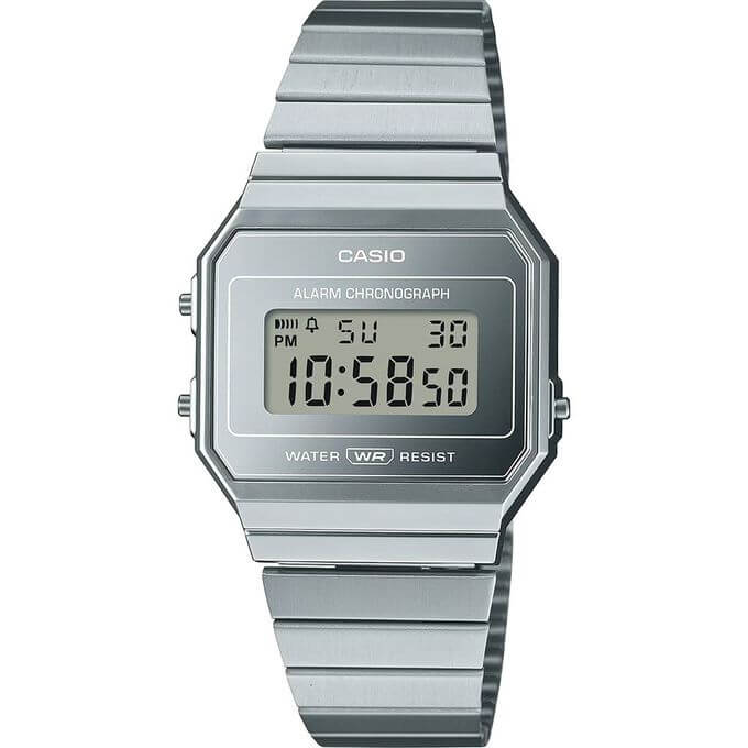 Casio – Vintage Collection – Extra plate – Cadran miroir & bracelet métallique – A700WEV-7A
