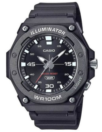 Casio – Sport avec Bouton de lumière – W.R 100 mètres, Cadran noir – Bracelet en résine – MW-620H-1AV
