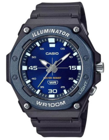 Casio – Montre sport pour hommes, Cadran bleu avec bouton de lumière – Bracelet en résine – MW-620H-2AV