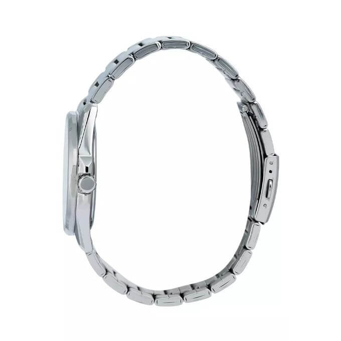 Casio – Cadran bleu & Dotée des motifs rayés & dateur sur 6h – Acier inoxydable – MTP-E725D-2AV