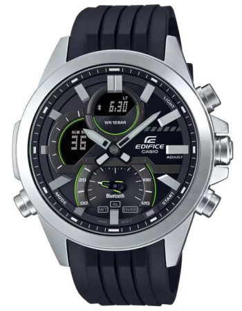 Casio – Bracelet en résine noir – synchronisation par Bluetooth® – Chronographe – ECB-30P-1A