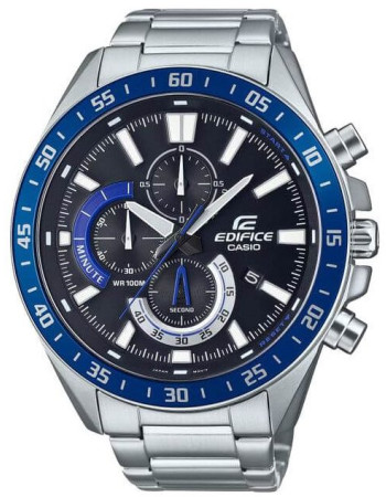Casio – Fond noir/bleu – Grand cadran – Chronographe – Étanche à 10 bar – EFV-620D-1A2V