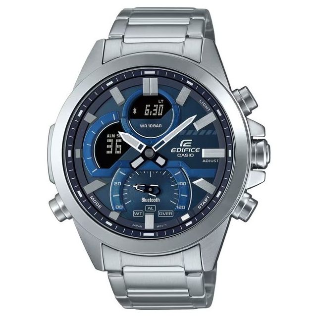 Casio – Cadran bleu, Synchronisation facile avec votre smartphone par Bluetooth® – Chronographe – ECB-30D-2A