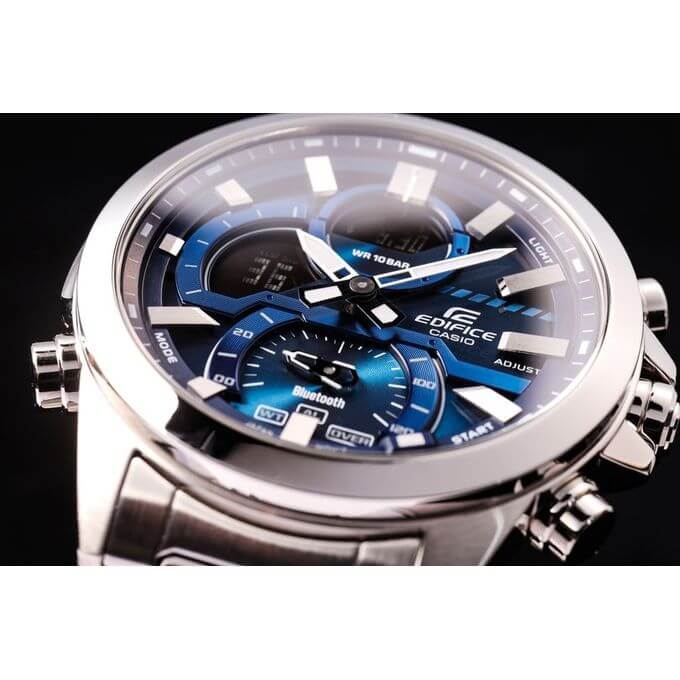 Casio – Cadran bleu, Synchronisation facile avec votre smartphone par Bluetooth® – Chronographe – ECB-30D-2A