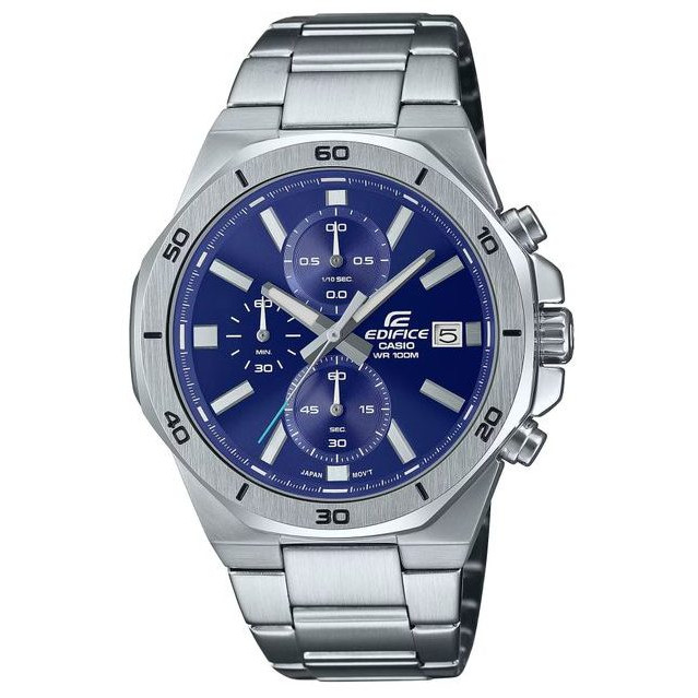 Casio – Montre pour hommes, avec un fond bleu, équipée d’un chronographe et d’un dateur – EFV-640D-2AV