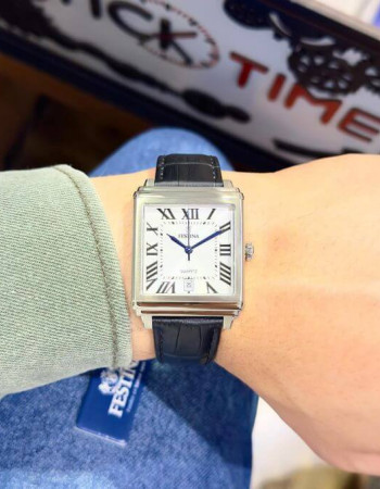 Festina – Montre pour homme – Cadran carré en chiffres romains – Bracelet cuir noir – F20681/1