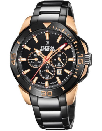 Festina – SPÉCIAL ÉDITIONS – Noir en acier noir et livrée avec deuxième bracelet en résine – F20645/1