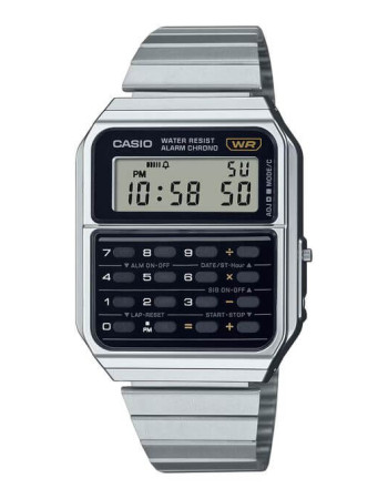 Casio – Montre calculatrice vintage collection – 8 digits – Bracelet en acier argenté – CA-500WE-1A Casio – Montre calculatrice vintage collection – 8 digits – Bracelet en acier argenté – CA-500WE-1A