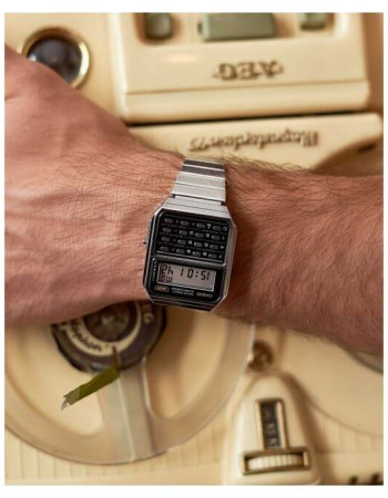 Casio – Montre calculatrice vintage collection – 8 digits – Bracelet en acier argenté – CA-500WE-1A Casio – Montre calculatrice vintage collection – 8 digits – Bracelet en acier argenté – CA-500WE-1A